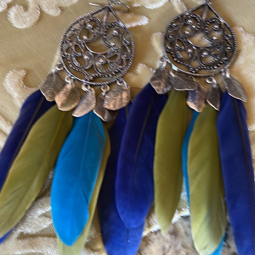 Peacock’s color feathers earrings